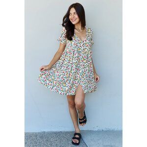 Follow Me V-Neck Ruffle Sleeve Floral Dress